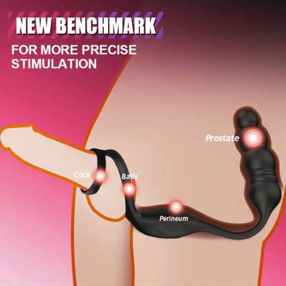 Horsfall - 9 Thrust Vibrating Prostate Massager Double Cock Ring 4 Bead Anal Toy