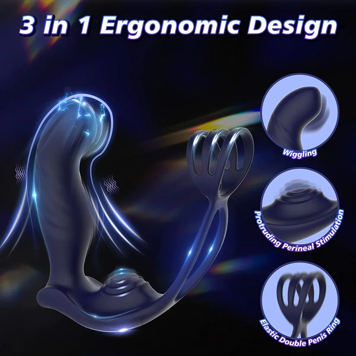 3-in-1 Vibrating Butt Plug & Dual Cock Ring