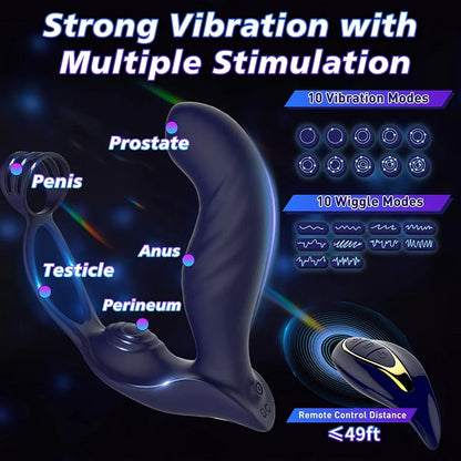 3-in-1 Vibrating Butt Plug & Dual Cock Ring