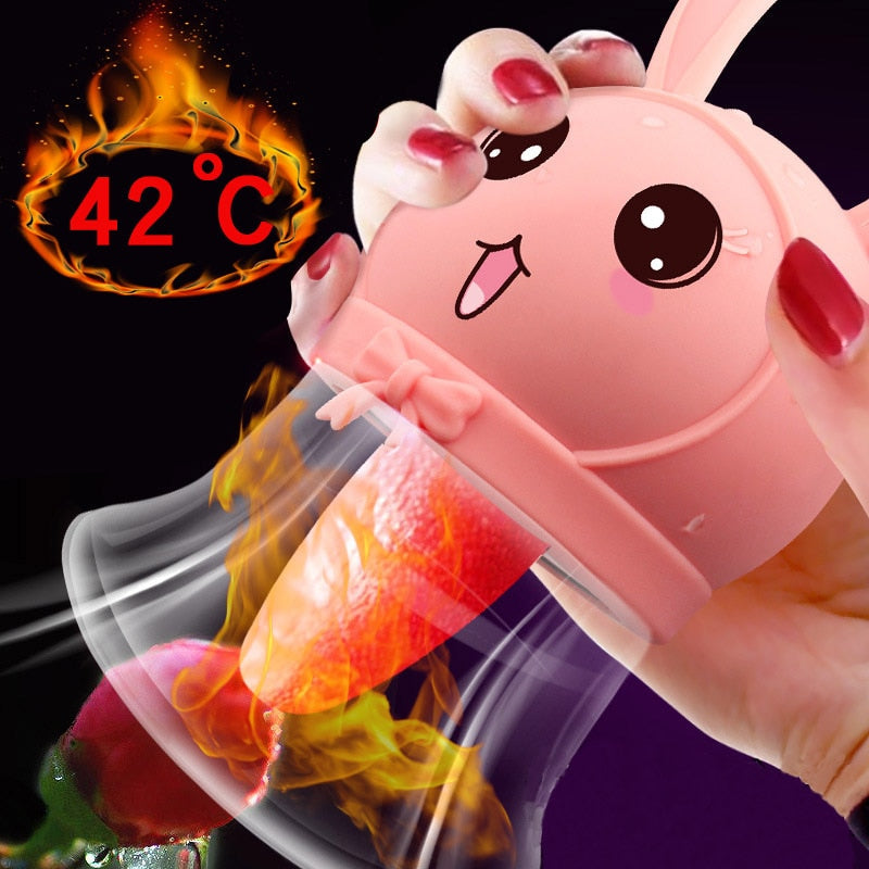 Rabbit Breast Tongue Licking Sucking Heating  Vibrator