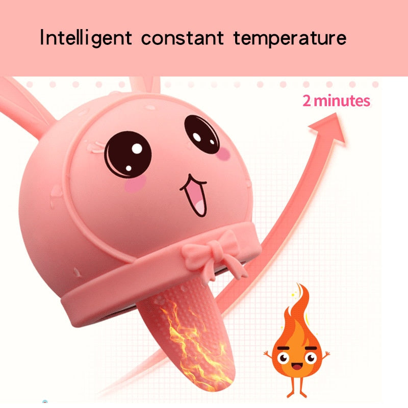 Rabbit Breast Tongue Licking Sucking Heating  Vibrator