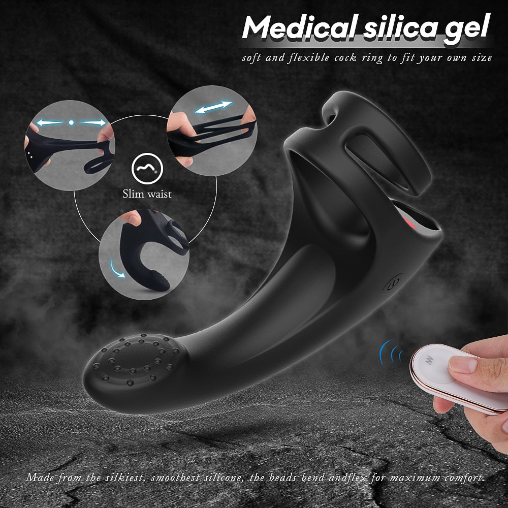 9 Modes Vibrating Penis Massager Ring Dildo Vibrator