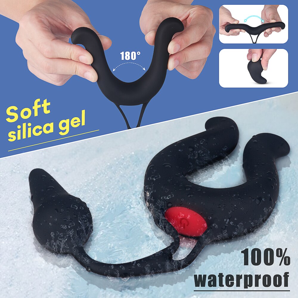 9 Modes Vibrating Cock Ring & Anul Plug Massager