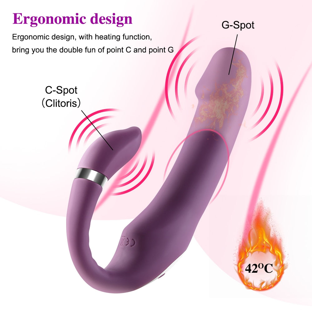 Heating Dildo Vibrator for G-Spot & Clitoral Stimulation