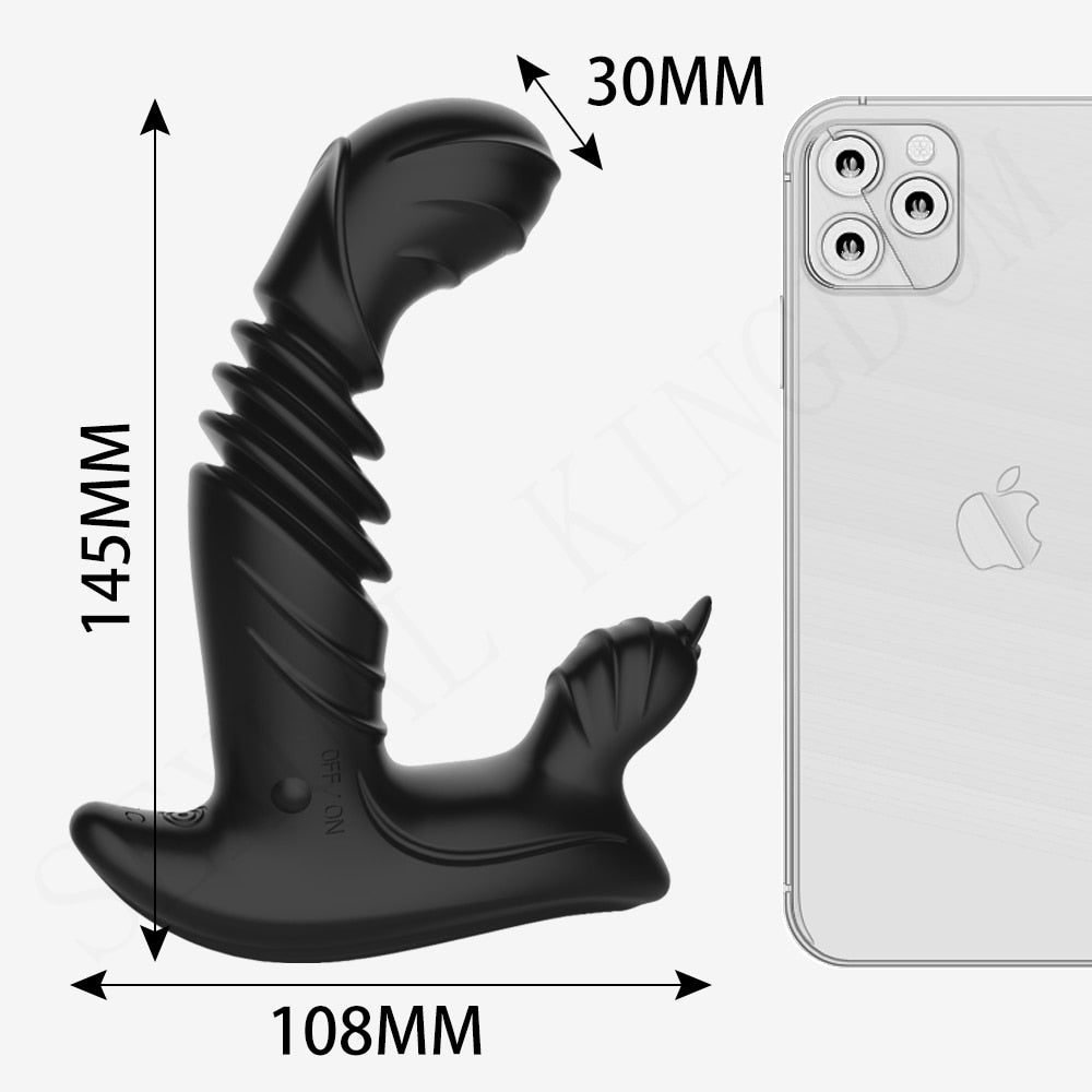 Tongue Licking Telescopic Prostate Massage Remote Control Anal Plug Vibrator