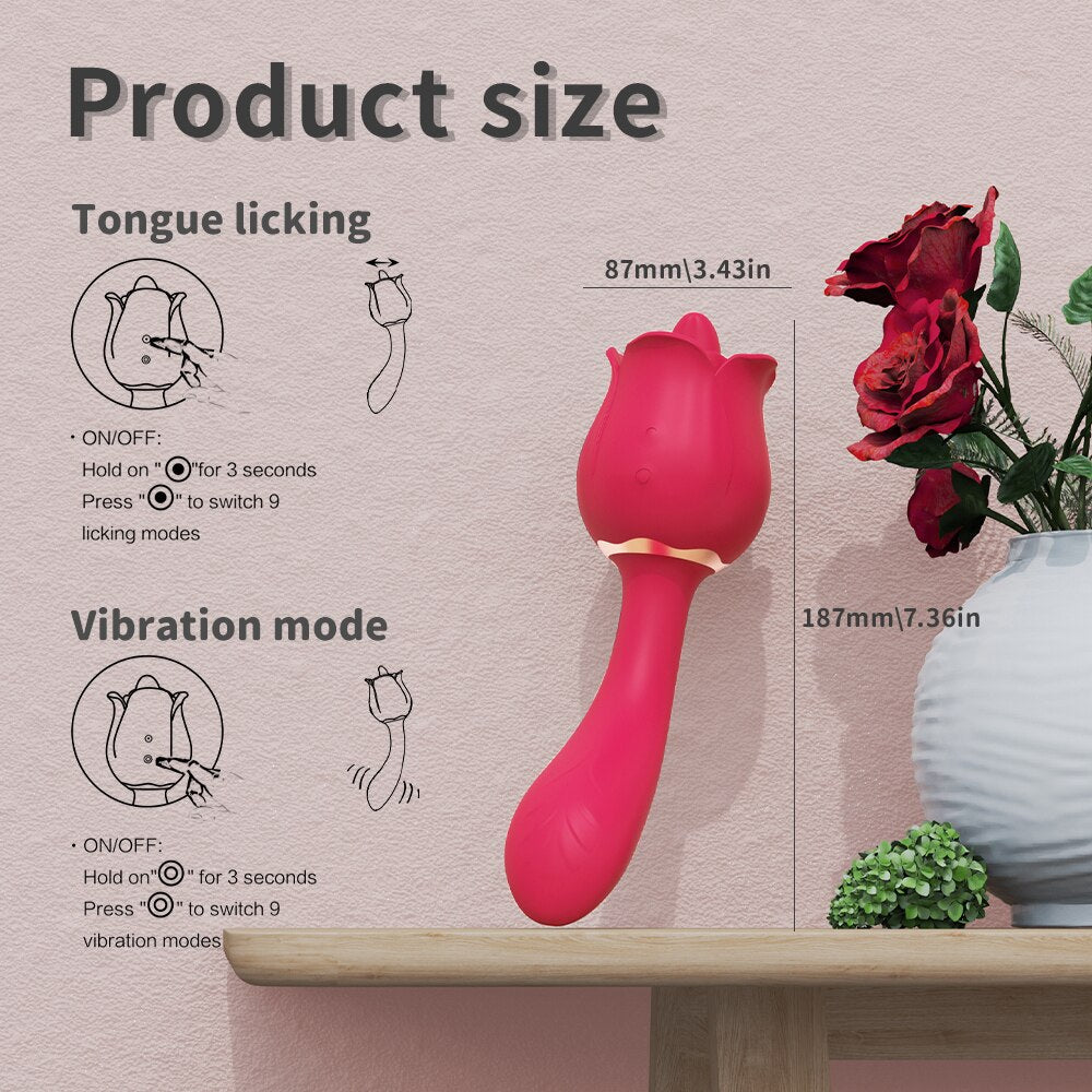 Rose  2 in 1 Clitoral Licking & Vibrating Vibrator