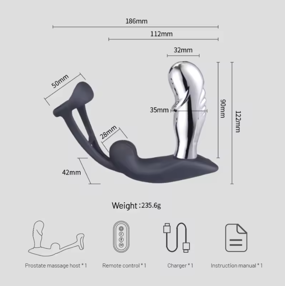 Thor size guide showing dimensions in millimetres, 235.6 g weight and included accessories